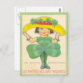 ヴィンテージシャムロックガールセントパトリックのグリーティングカード ポストカード (正面/裏面)