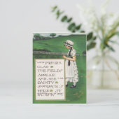 ヴィンテージシャムロックガールフィールドセントパトリックのデイカード ポストカード (スタンド正面)