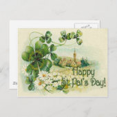 ヴィンテージシャムロックチャーチヴィレッジセントパトリックの日C ポストカード (正面/裏面)