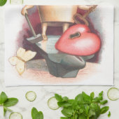 ヴィンテージシャムロックハートと鍵セントパトリックの日 キッチンタオル (折り畳み)