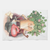 ヴィンテージシャムロックハートと鍵セントパトリックの日 キッチンタオル (横)