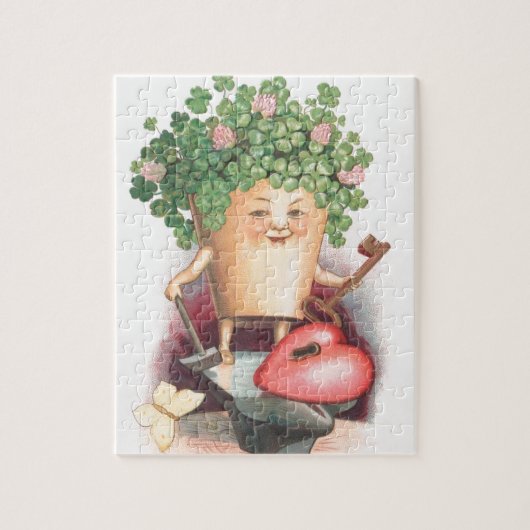 ヴィンテージシャムロックハートと鍵セントパトリックの日 ジグソーパズル (縦)