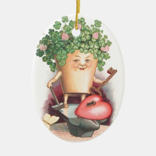 ヴィンテージシャムロックハートと鍵セントパトリックの日 セラミックオーナメント (正面)