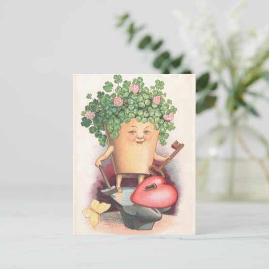 ヴィンテージシャムロックハートと鍵セントパトリックの日 ポストカード (スタンド正面)