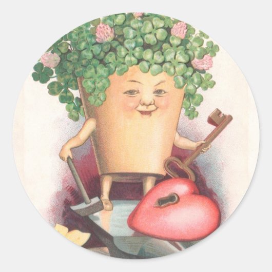 ヴィンテージシャムロックハートと鍵セントパトリックの日 ラウンドシール (正面)