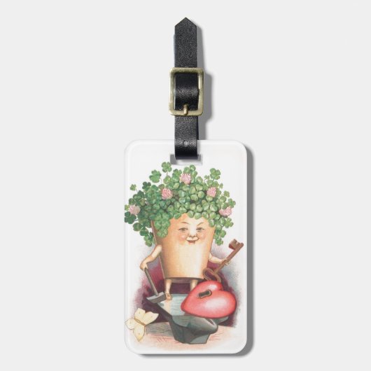 ヴィンテージシャムロックハートと鍵セントパトリックの日 ラゲッジタグ (正面縦)