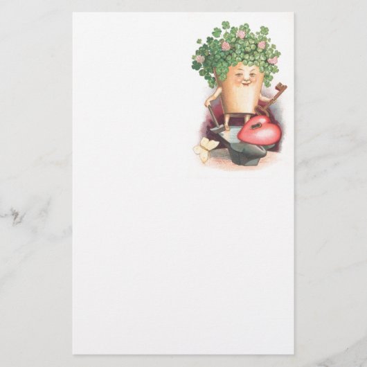 ヴィンテージシャムロックハートと鍵セントパトリックの日 便箋 (正面)