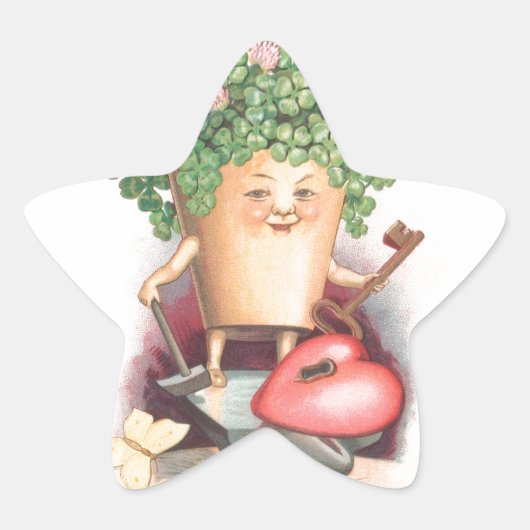 ヴィンテージシャムロックハートと鍵セントパトリックの日 星シール (正面)