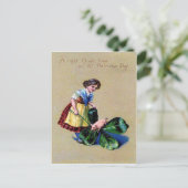 ヴィンテージシャムロックピッグガールセントパトリックのデイカード ポストカード (スタンド正面)