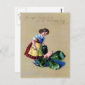 ヴィンテージシャムロックピッグガールセントパトリックのデイカード ポストカード (正面/裏面)