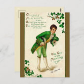 ヴィンテージシャムロックブーケの若者 ポストカード (正面/裏面)