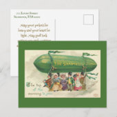 ヴィンテージシャムロックホットエアバルーンセントパトリックの日 シーズンポストカード (正面/裏面)