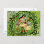 ヴィンテージシャムロックメイドセントパトリックのデイカード ポストカード (正面/裏面)