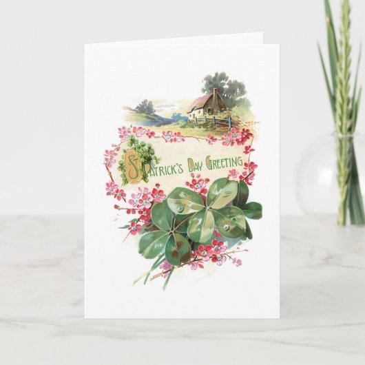 ヴィンテージシャムロック聖パトリックの日の挨拶 シーズンカード (正面)