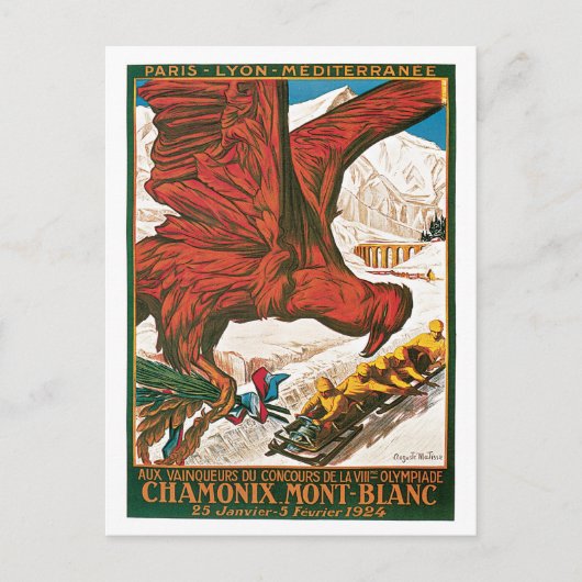 ヴィンテージシャモニーモンブラン旅行の広告 ポストカード (正面)