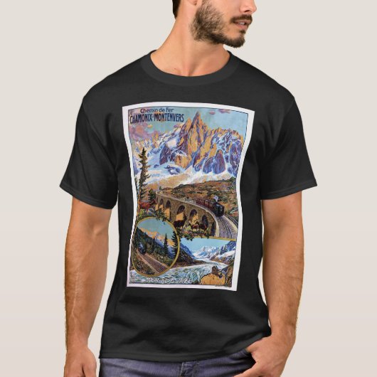 ヴィンテージシャモニー旅行ポスター Tシャツ (正面)