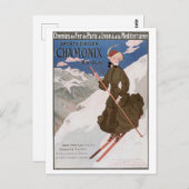 ヴィンテージシャモニーFranceスキーフランスのアルプス ポストカード (正面/裏面)