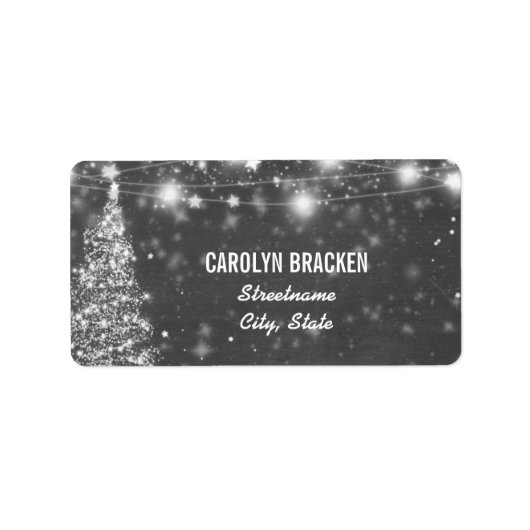 ヴィンテージシャルボードきらめく星クリスマスツリー ラベル (正面)