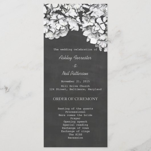 ヴィンテージシャルボードアジサイ結婚式 プログラム (正面)