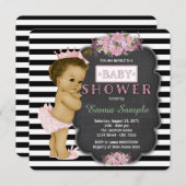 ヴィンテージシャルボードエスニックベビーガールシャワー 招待状 (正面/裏面)