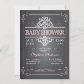 ヴィンテージシャルボードガールベビーシャワー招待状 招待状 (正面)