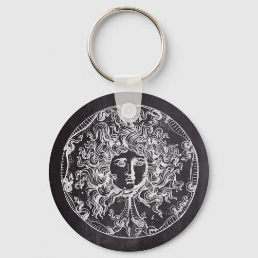 ヴィンテージシャルボードギリシャ神話ゴルゴンメドゥーサ キーホルダー (正面)
