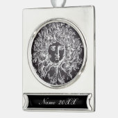 ヴィンテージシャルボードギリシャ神話ゴルゴンメドゥーサ シルバープレートバナーオーナメント (左)