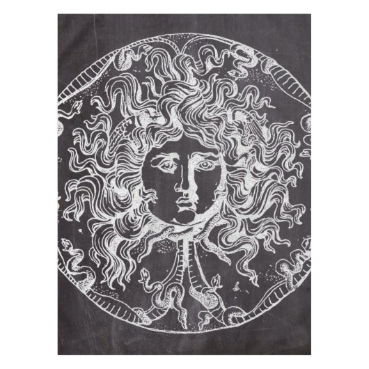 ヴィンテージシャルボードギリシャ神話ゴルゴンメドゥーサ テーブルクロス (正面)