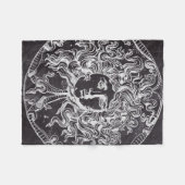 ヴィンテージシャルボードギリシャ神話ゴルゴンメドゥーサ フリースブランケット (正面(横))