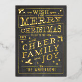 ヴィンテージシャルボードスタイルノンフォトクリスマス 箔シーズンカード (正面)