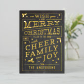 ヴィンテージシャルボードスタイルノンフォトクリスマス 箔シーズンカード (立ち正面)