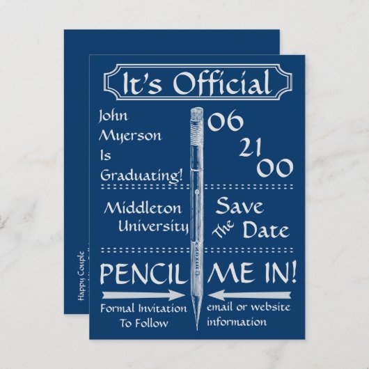 ヴィンテージシャルボードスタイル保存日付/招待状 案内ポストカード (正面/裏面)