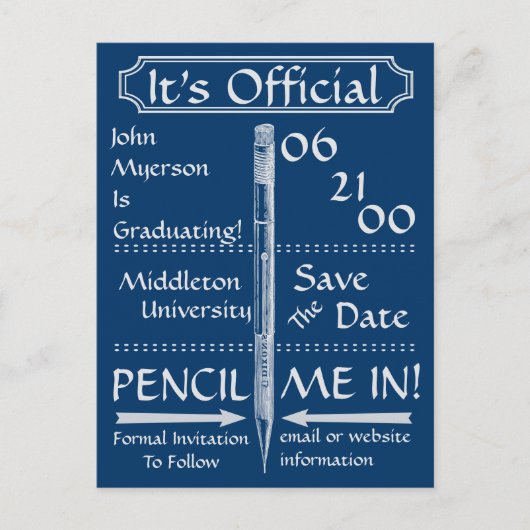 ヴィンテージシャルボードスタイル保存日付/招待状 案内ポストカード (正面)