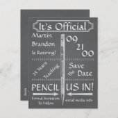 ヴィンテージシャルボードスタイル退職日を保存 案内ポストカード (正面/裏面)