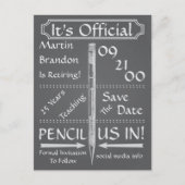 ヴィンテージシャルボードスタイル退職日を保存 案内ポストカード (正面)