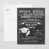 ヴィンテージシャルボードタイポグラフィ卒業パーティー インビテーションポストカード (正面/裏面)