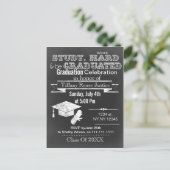 ヴィンテージシャルボードタイポグラフィ卒業パーティー インビテーションポストカード (スタンド正面)