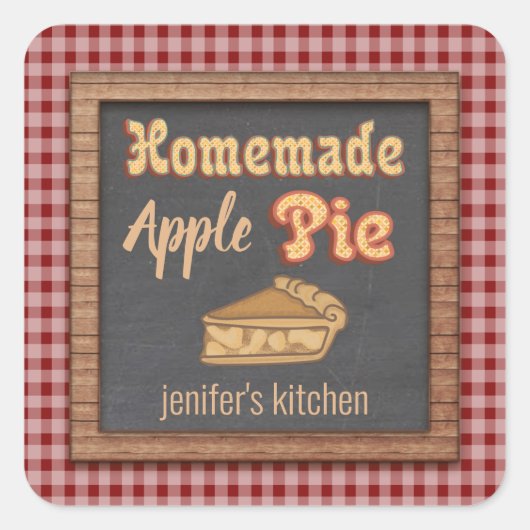 ヴィンテージシャルボードタイポグラフィ自家製アップルパイ スクエアシール (正面)