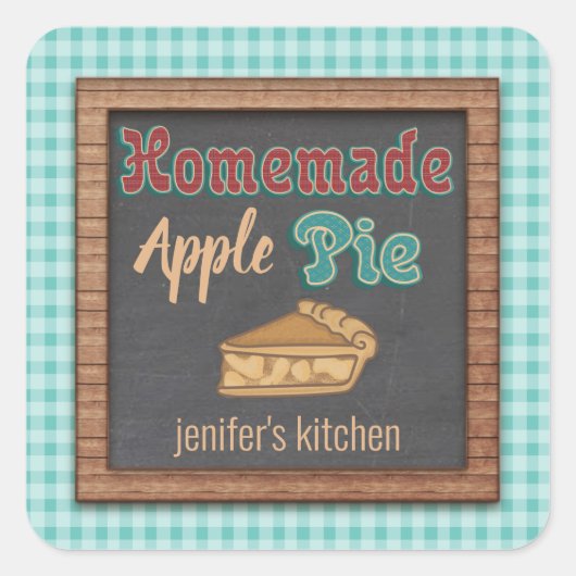 ヴィンテージシャルボードタイポグラフィ自家製アップルパイ スクエアシール (正面)