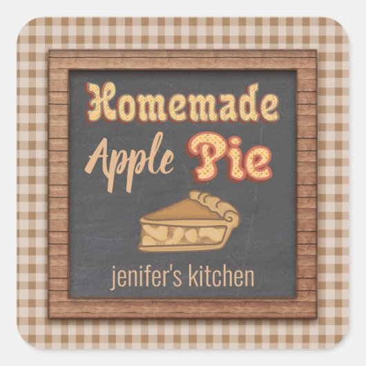 ヴィンテージシャルボードタイポグラフィ自家製アップルパイ スクエアシール (正面)