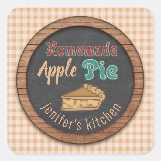 ヴィンテージシャルボードタイポグラフィ自家製アップルパイ スクエアシール (正面)