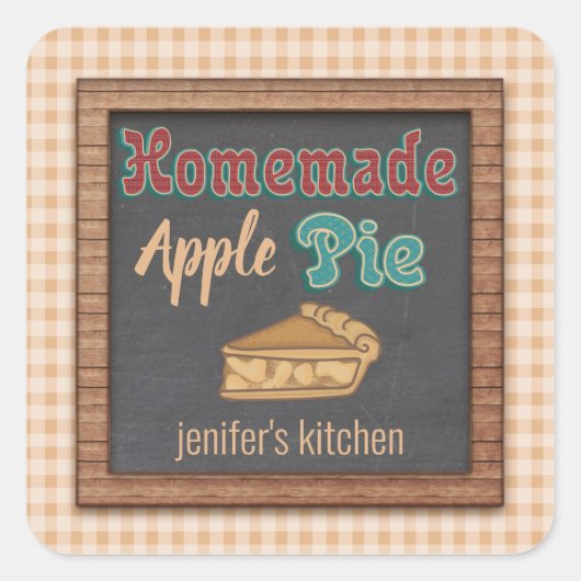 ヴィンテージシャルボードタイポグラフィ自家製アップルパイ スクエアシール (正面)