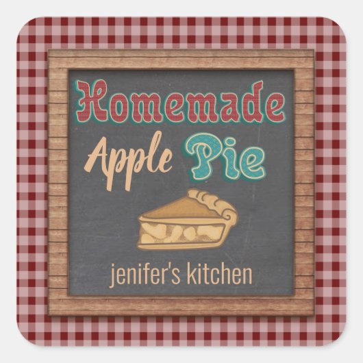 ヴィンテージシャルボードタイポグラフィ自家製アップルパイ スクエアシール (正面)