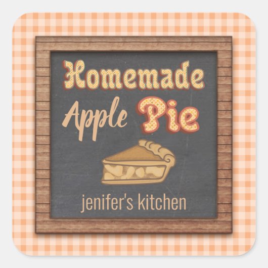 ヴィンテージシャルボードタイポグラフィ自家製アップルパイ スクエアシール (正面)