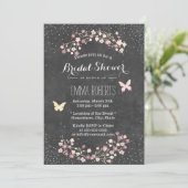 ヴィンテージシャルボードバタフライフローラブライダルシャワー 招待状 (スタンド正面)