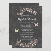 ヴィンテージシャルボードバタフライフローラブライダルシャワー 招待状 (正面/裏面)