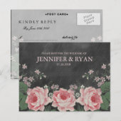 ヴィンテージシャルボードバラRSVPポストカード インビテーションポストカード (正面/裏面)