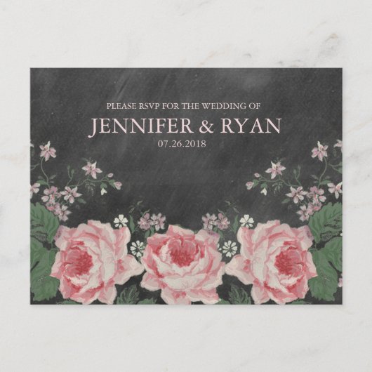 ヴィンテージシャルボードバラRSVPポストカード インビテーションポストカード (正面)
