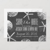 ヴィンテージシャルボードビーチシーシェル日付を保存 案内ポストカード (正面/裏面)