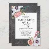 ヴィンテージシャルボードピンクホワイトフローラ空の巣 招待状 (正面/裏面)